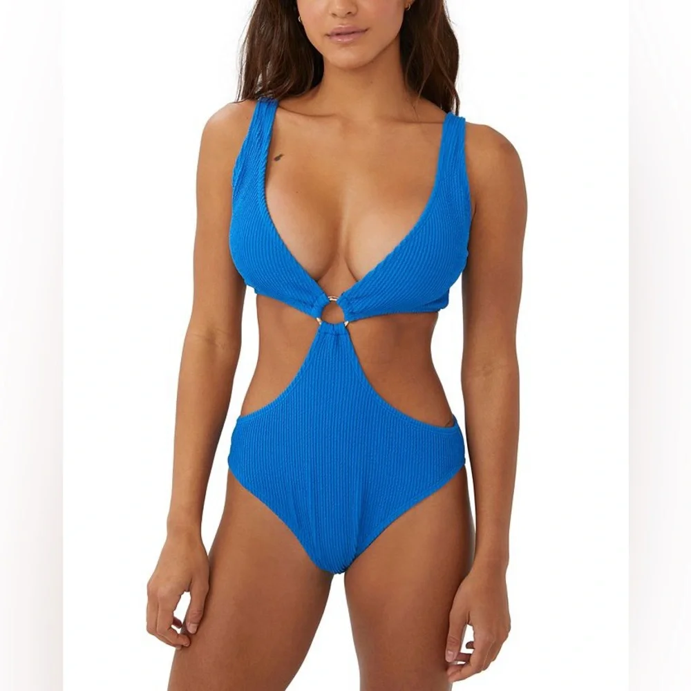 Cotton‎ On cutout blue one piece swimsuit size S ribbed bikini